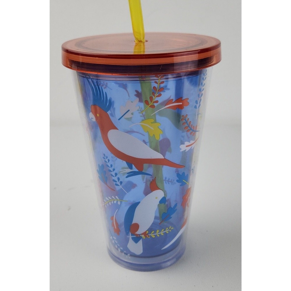 Starbucks Tropical Birds Parrot Cockatiel Cockatoo Cup Tumbler‎ 16 Oz